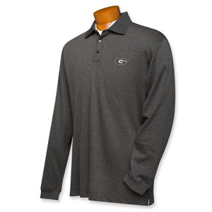 Georgia Bulldogs Men's CB DryTec LS Championship Polo - Charcoal